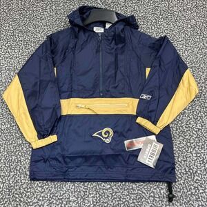 Vintage Los Angeles Rams Windbreaker Youth Small 8 Hibbett Hooded Pocket New‎